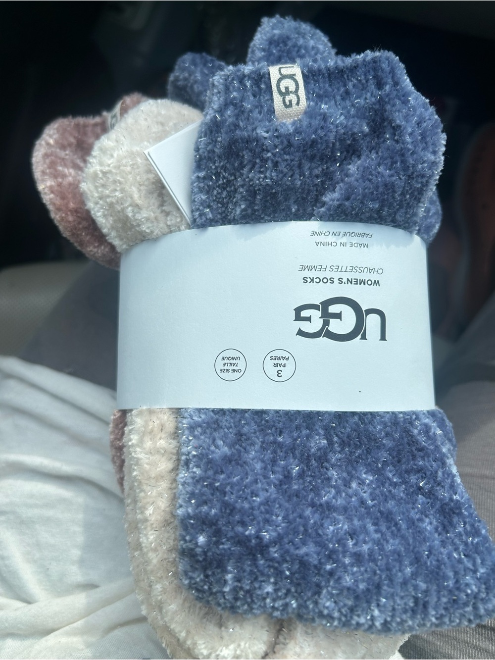 UGG Plush Cozy Socks Trio - Blue, Cream, Blush